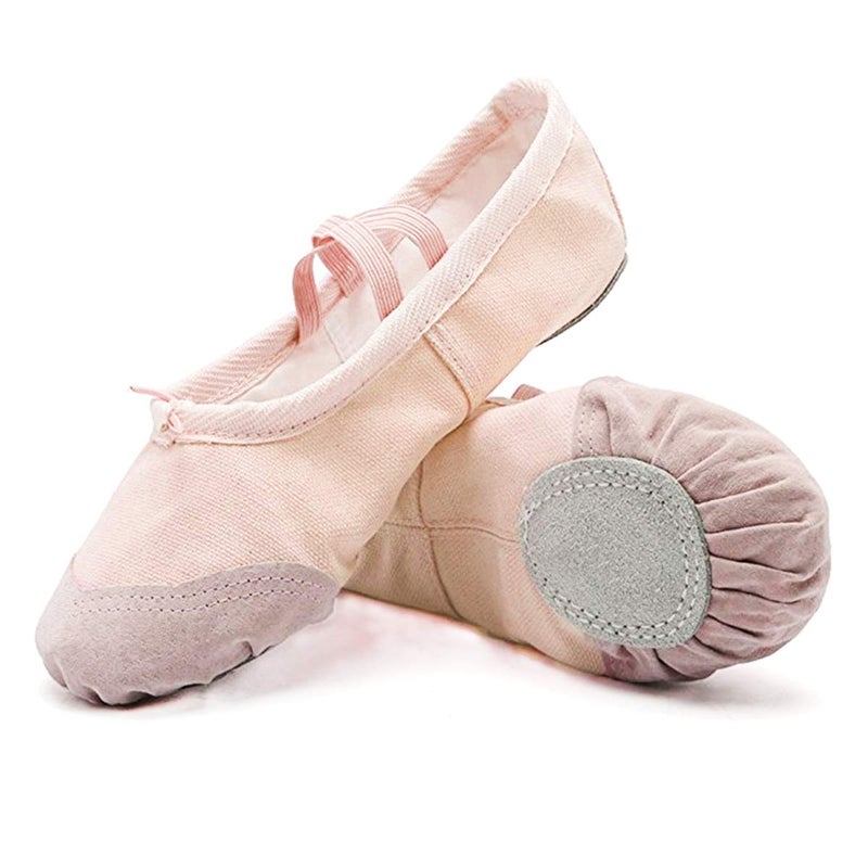 DoGeek Ballet Shoes for Girls Practise Ballet Slipper Dance Shoe Canvas Split Sole Ballet Shoes for Women Kids Toddlers Apricot Pink - Image 1